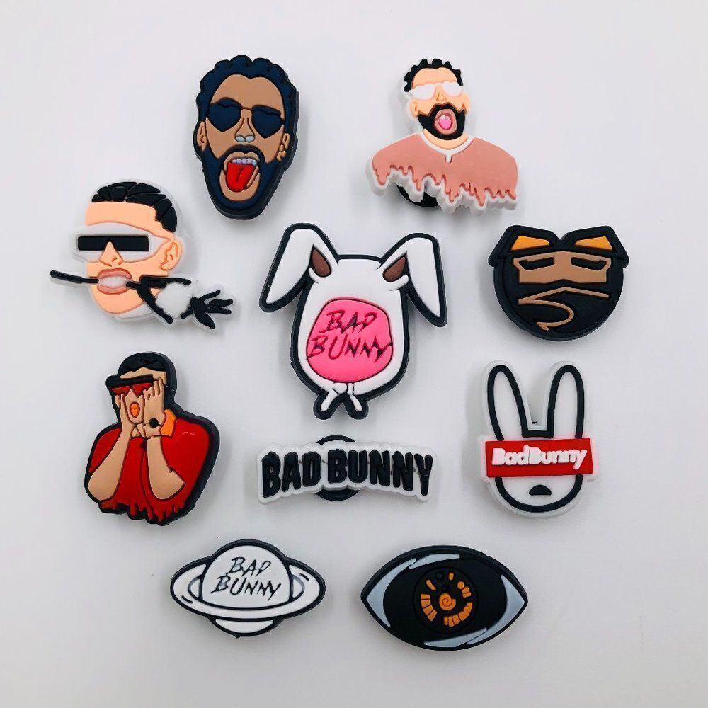 10 Bad Bunny Croc Charms, Colorful Puerto Rico Artist Shoe Accessories